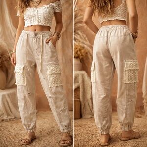 POL Cream Textured Joggers -Small